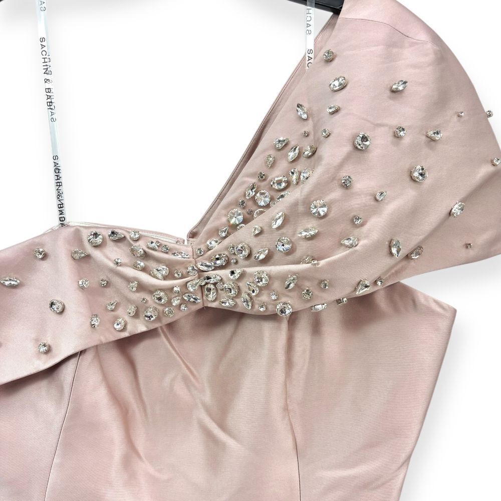 Sachin &‎ Babi NEW Delilah Crystal Embellished Gown in Silver Peony $1,095 Sz 12 - Picture 8 of 13